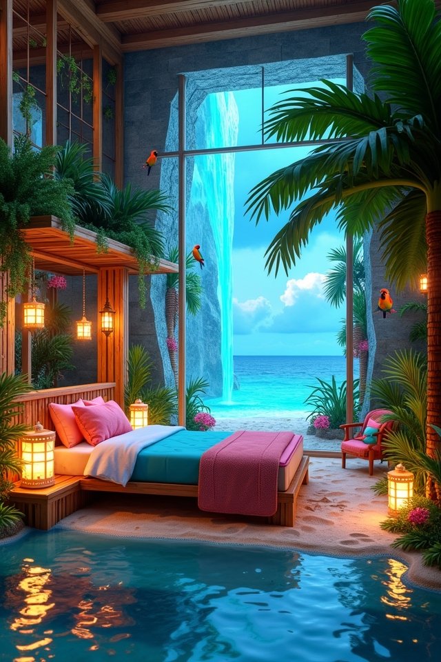tropical paradise minecraft bedroom
