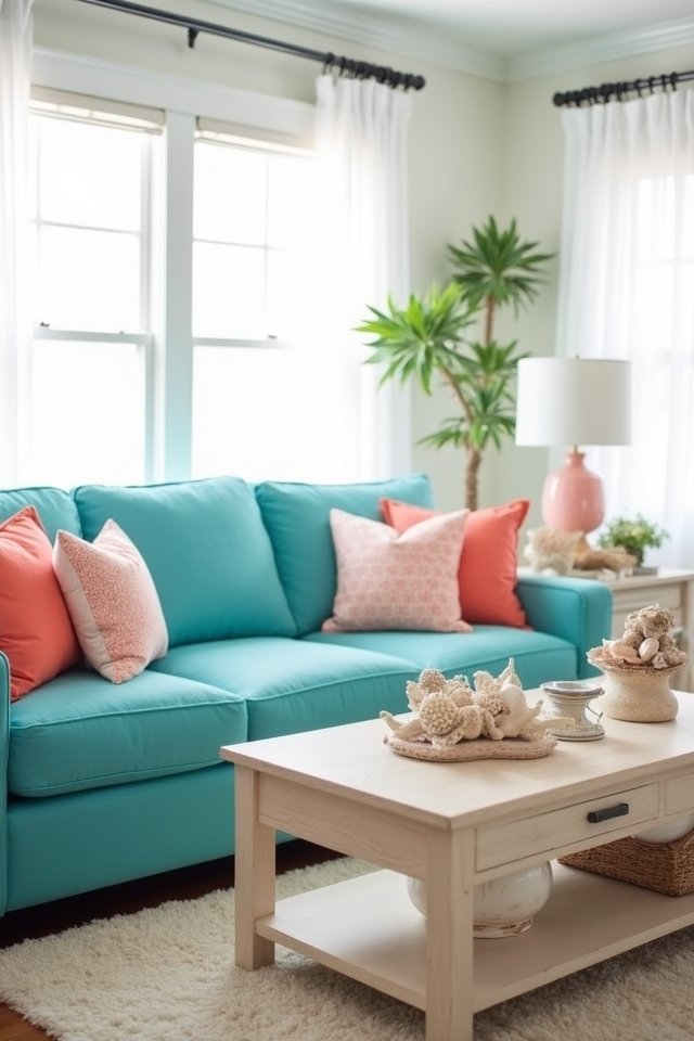 turquoise and coral decor