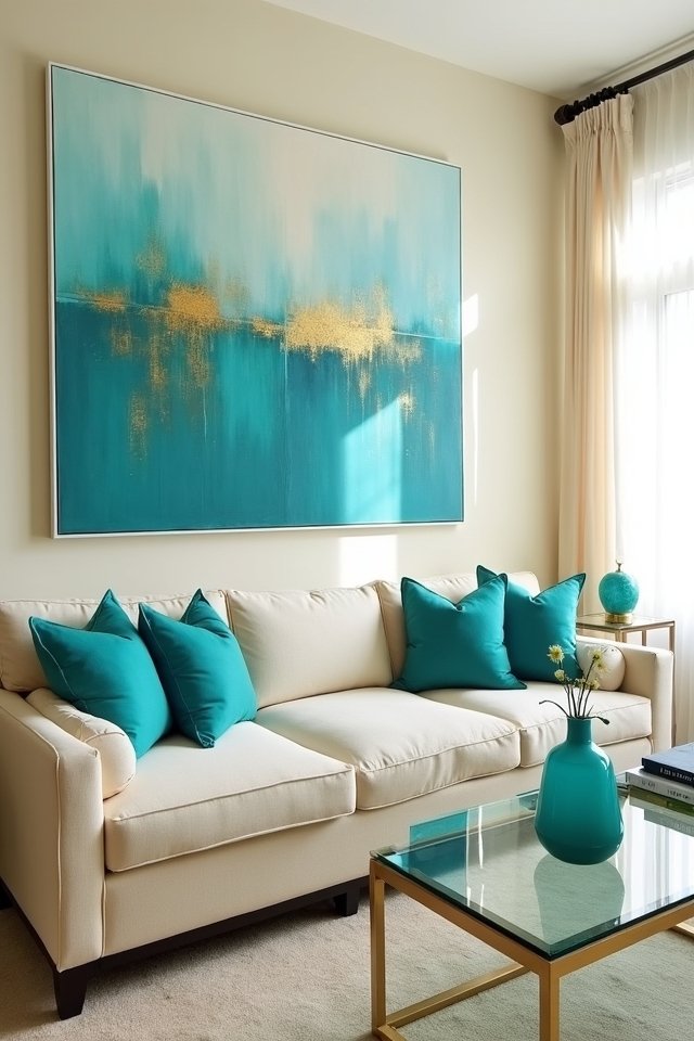 turquoise artwork enhances living spaces