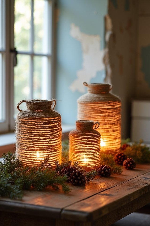 twine wrapped lanterns for ambiance