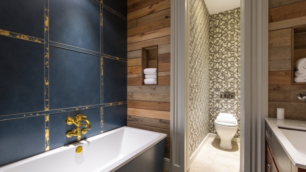 unique bathroom accent walls