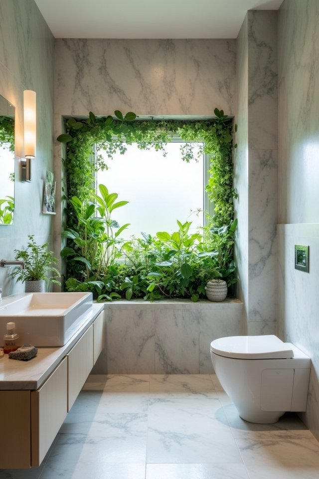 vertical garden bathroom oasis