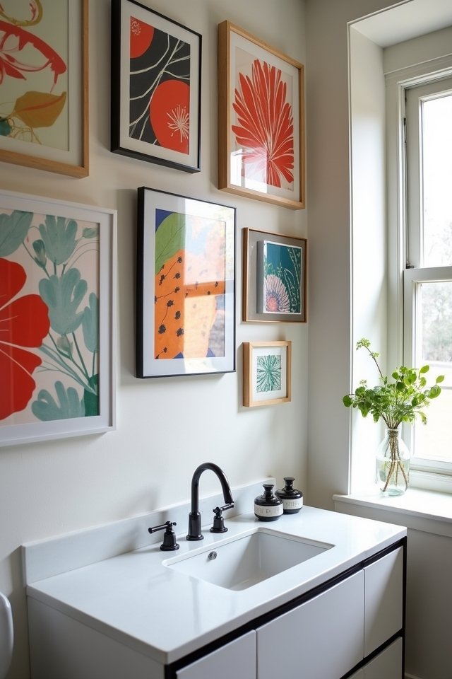 vibrant abstract bathroom art