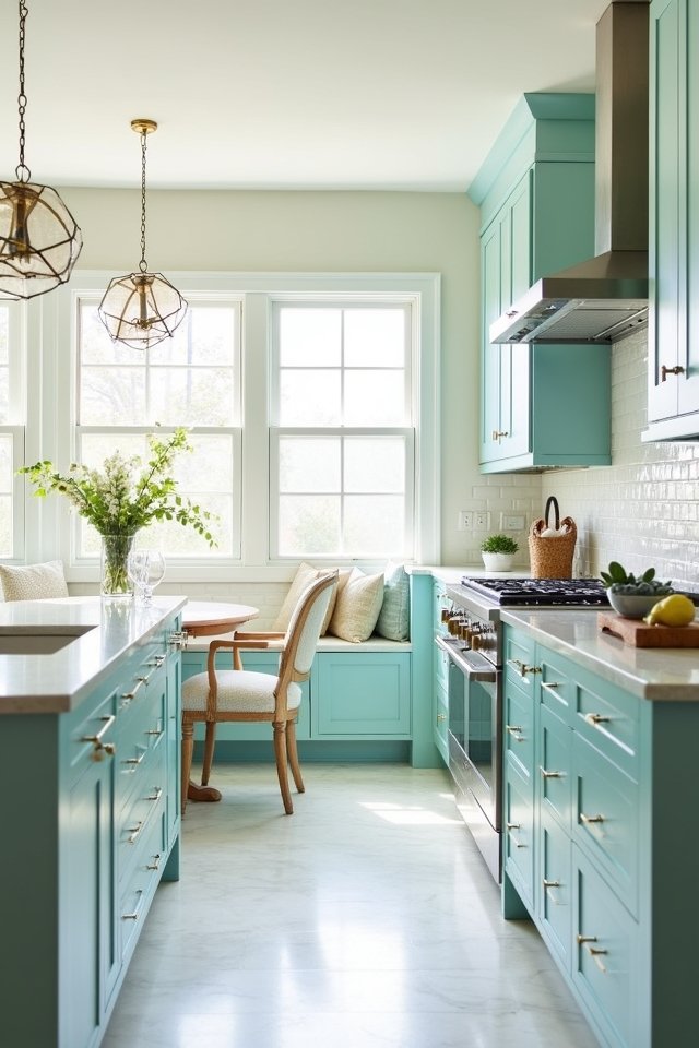 vibrant aqua kitchen transformation
