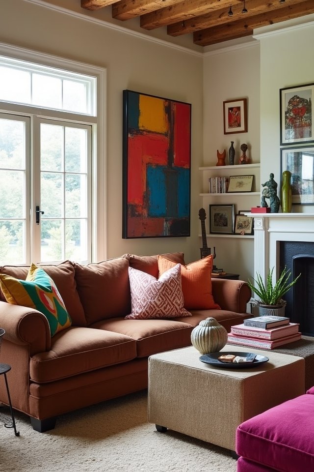 vibrant art enhances decor
