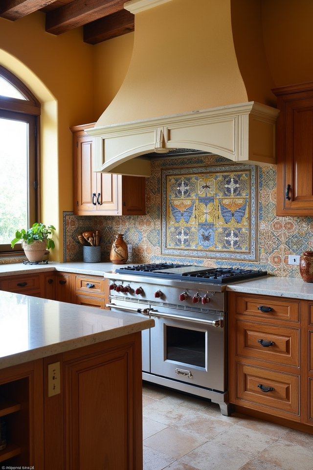 vibrant artistic kitchen backsplash