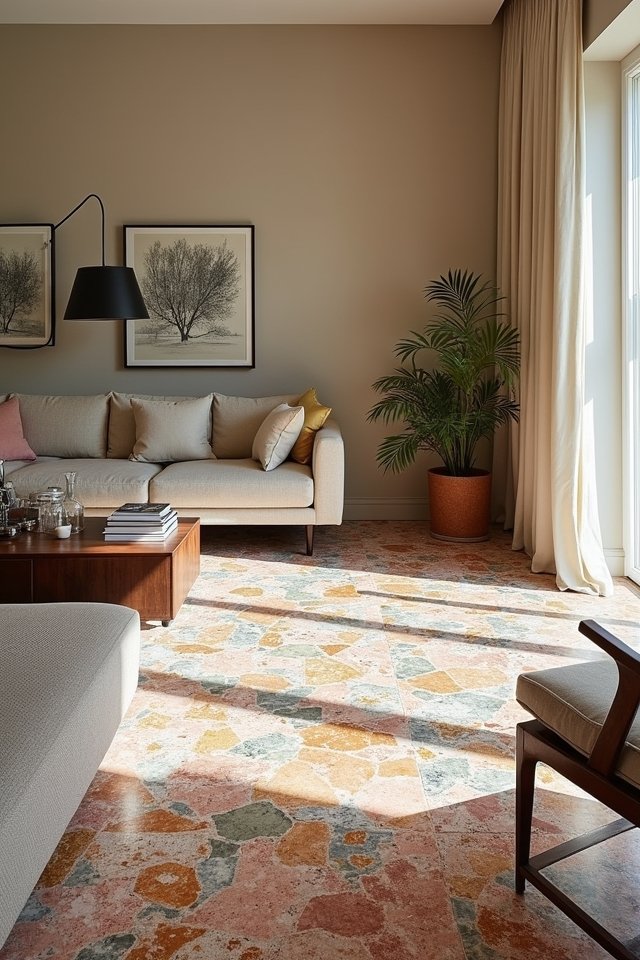 vibrant artistic terrazzo tiles