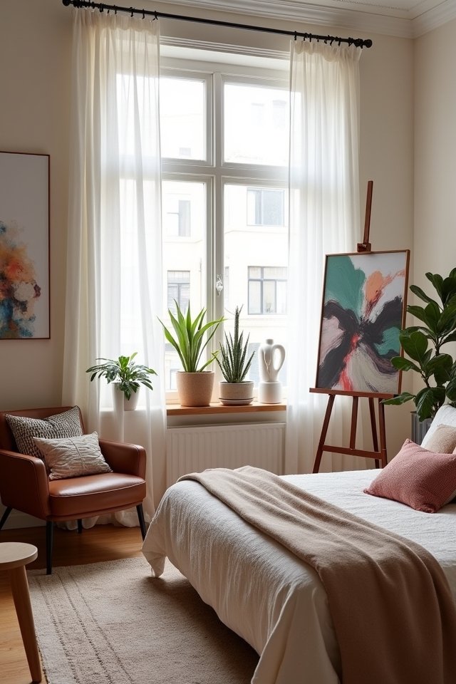vibrant artsy gallery bedroom
