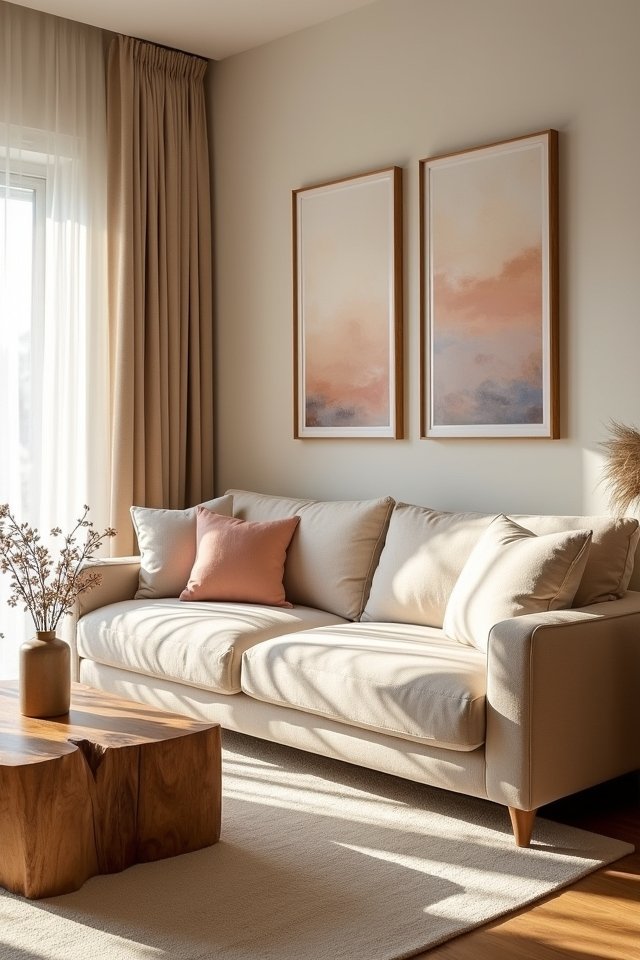 vibrant artwork enlivens beige
