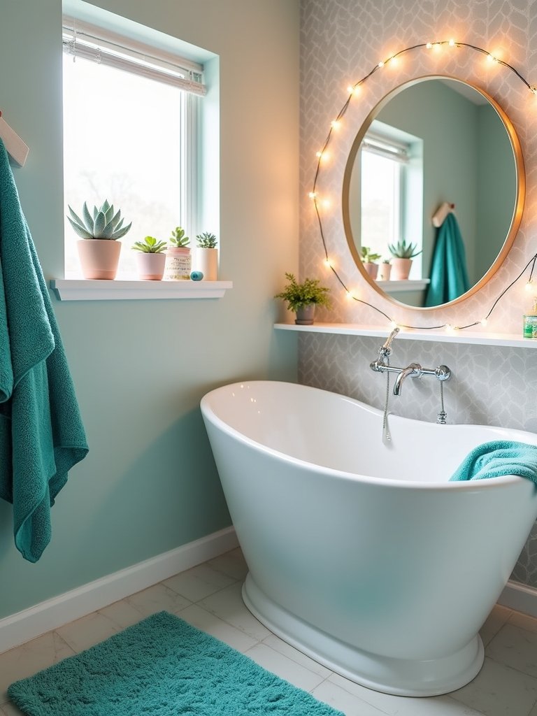 vibrant bath mats enhance decor