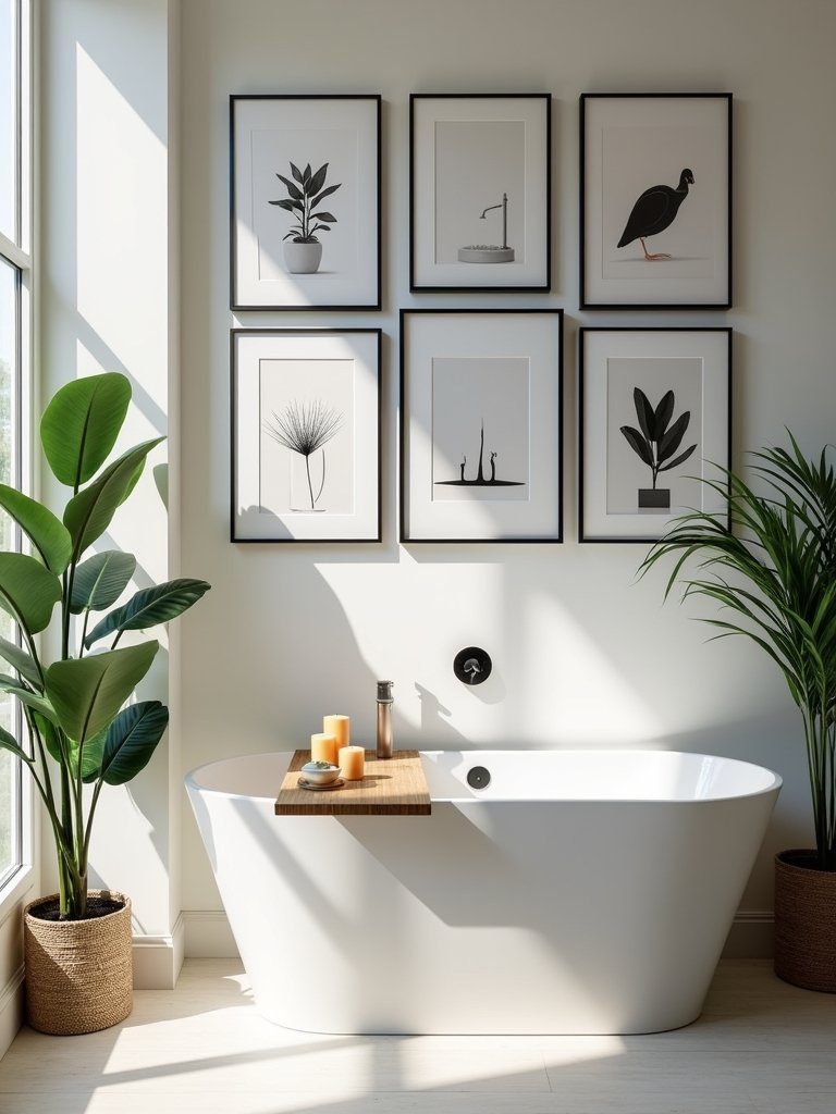 vibrant bathroom art gallery