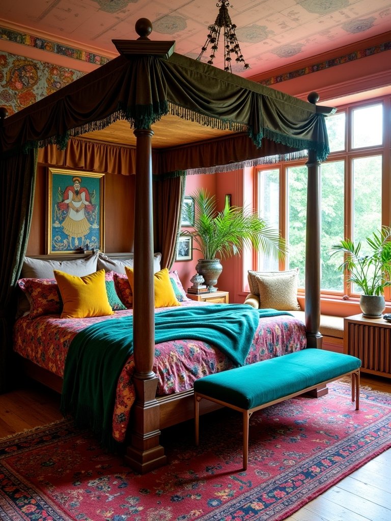 vibrant bedding for coziness