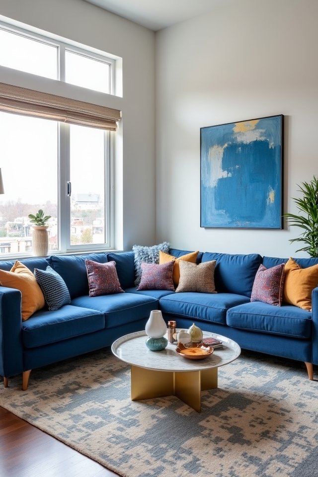 vibrant blue artwork accents