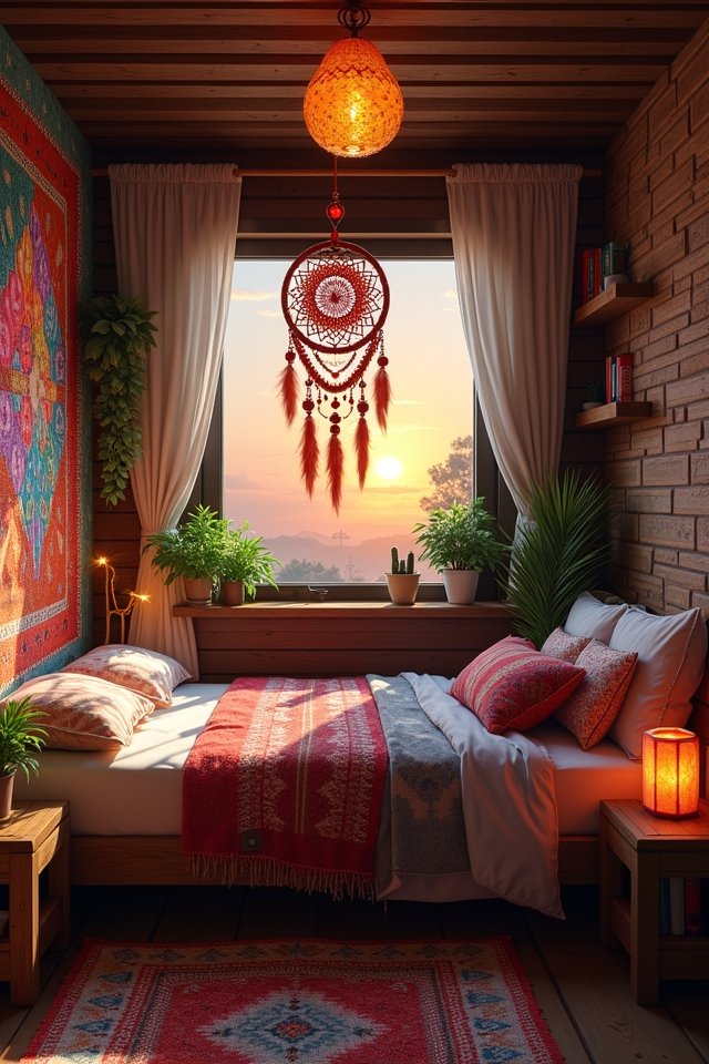vibrant bohemian dreamcatcher creation
