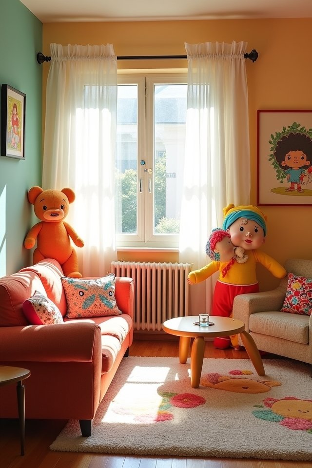 vibrant cartoon living room