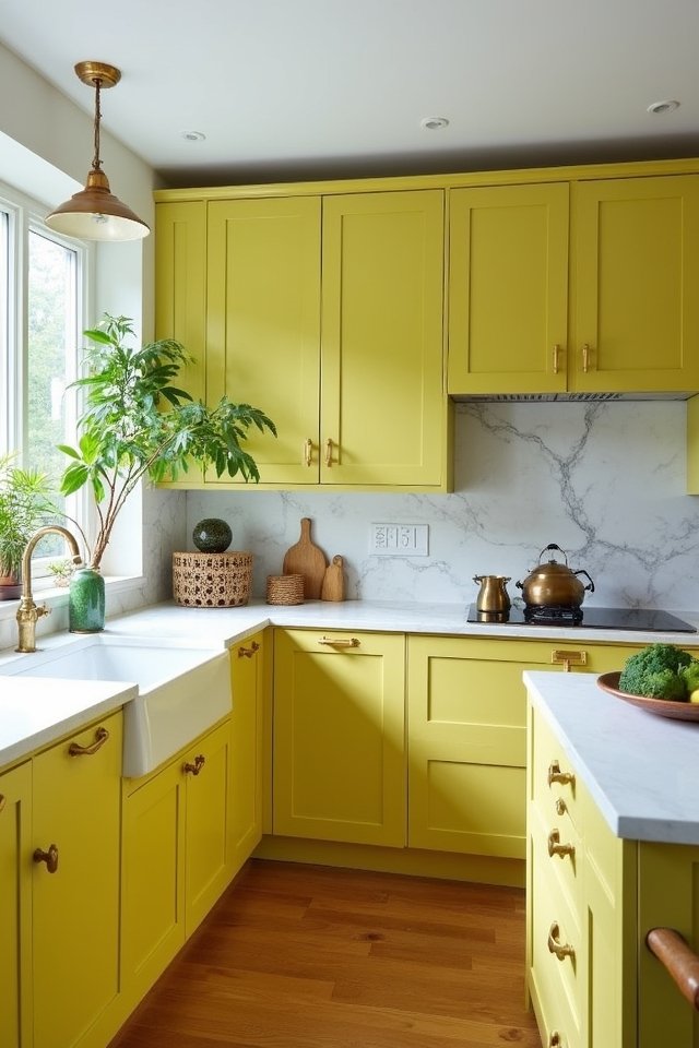 vibrant chartreuse kitchen accents