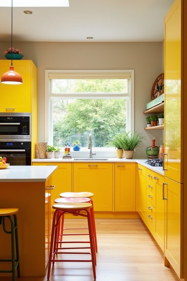vibrant citrus yellow kitchen