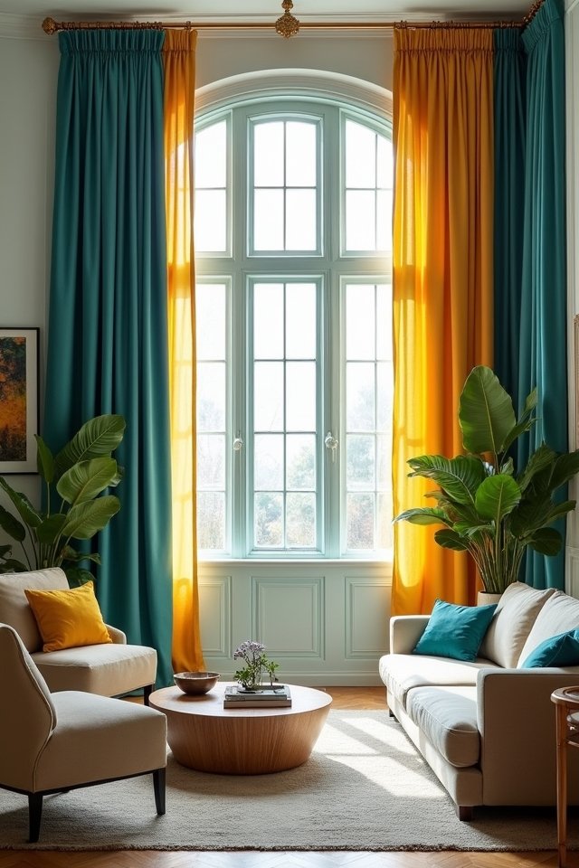 vibrant color block curtains