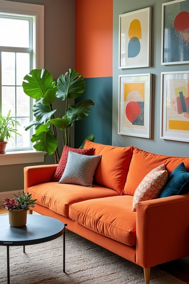 vibrant color block living room