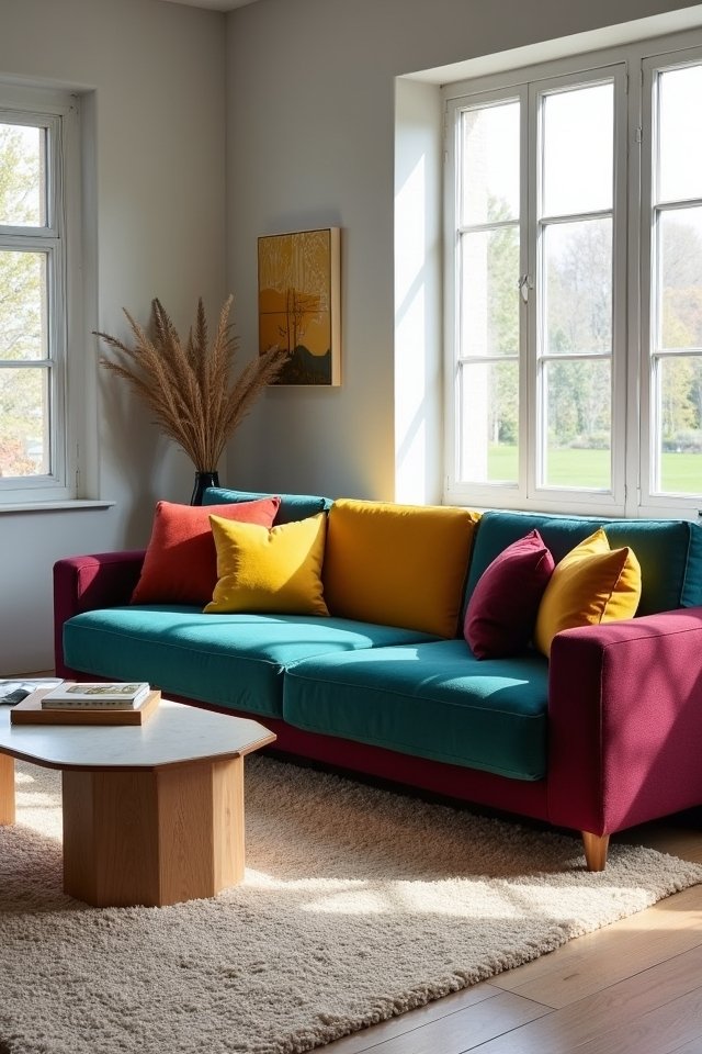 vibrant color block sofa ideas