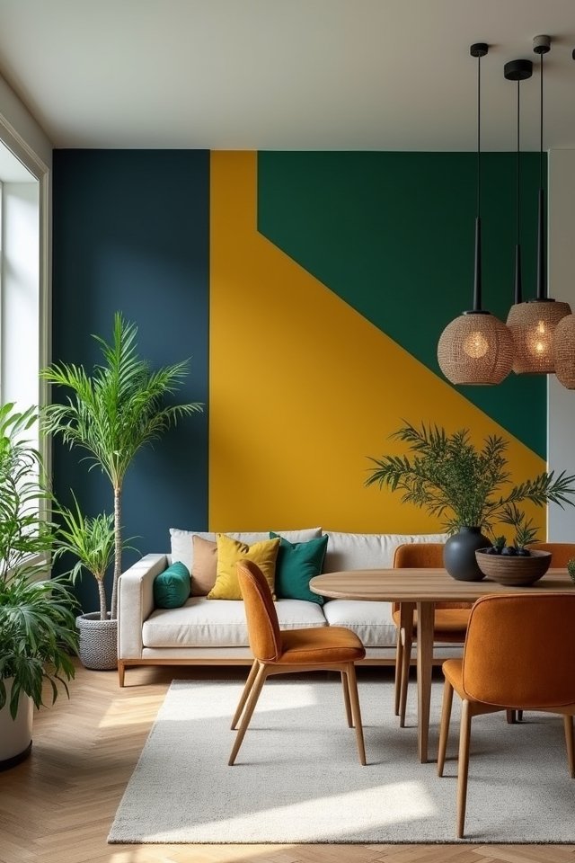 vibrant color block wall design
