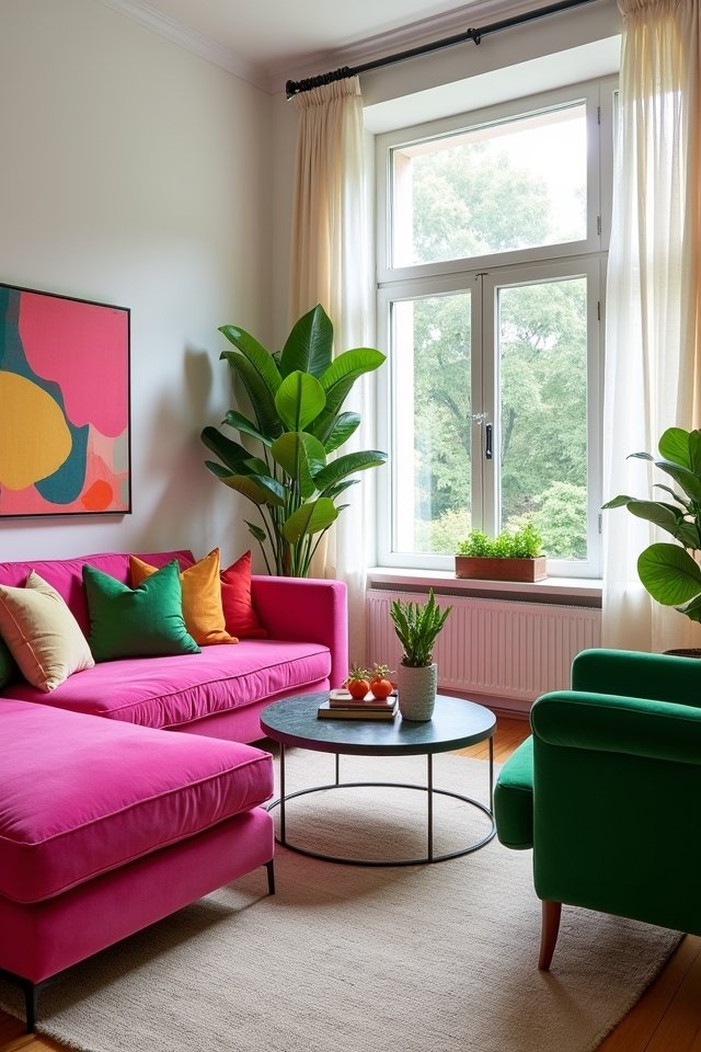 vibrant color blocked furniture