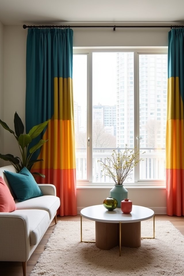 vibrant color blocking curtains