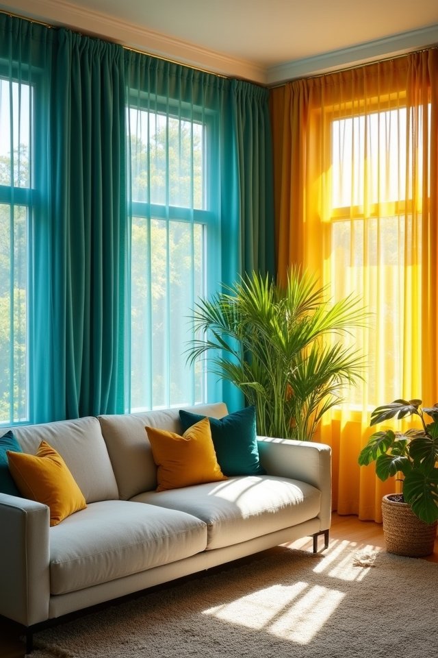 vibrant color blocking curtains