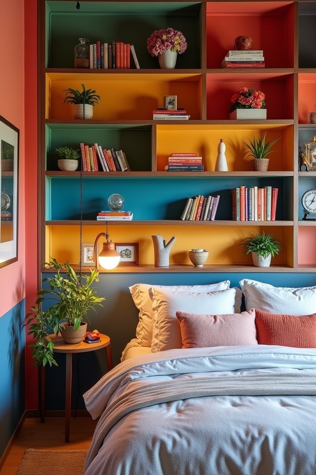 vibrant colorful shelving transformation