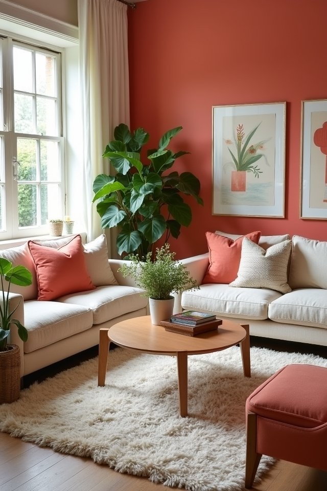vibrant coral living space