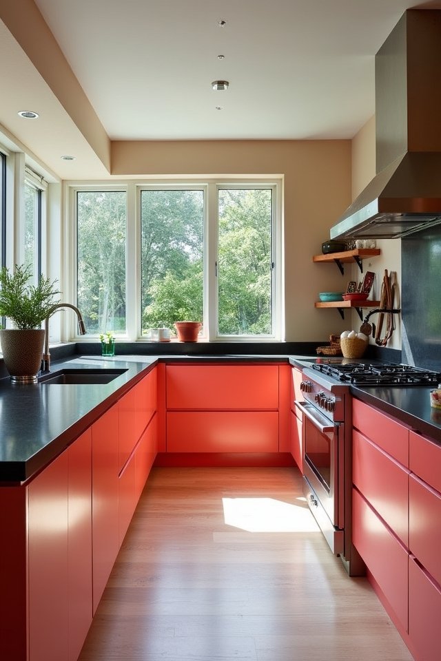 vibrant coral meets charcoal