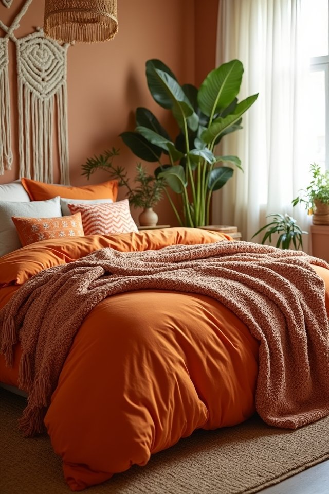 vibrant cozy orange bedding