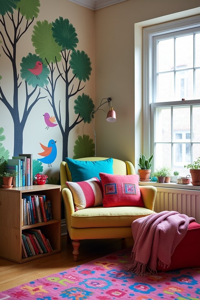 vibrant cozy reading nook