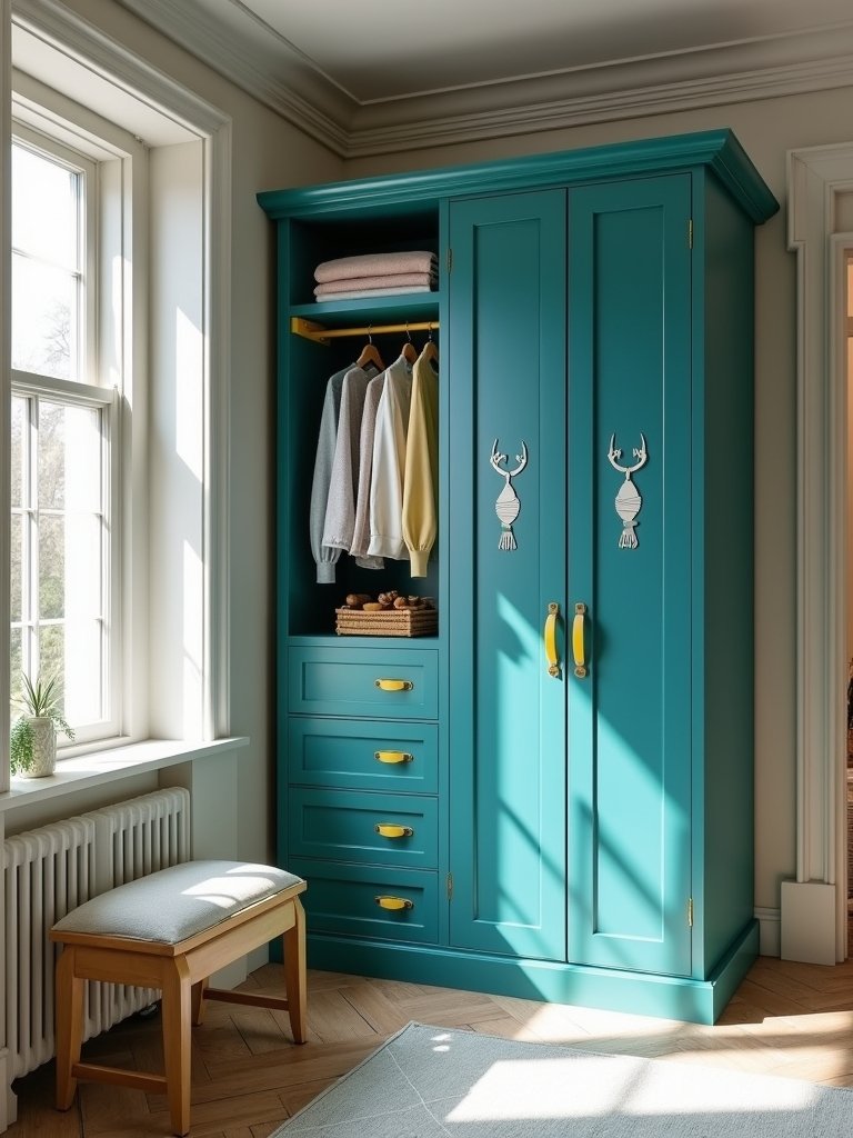 vibrant cupboards add charm