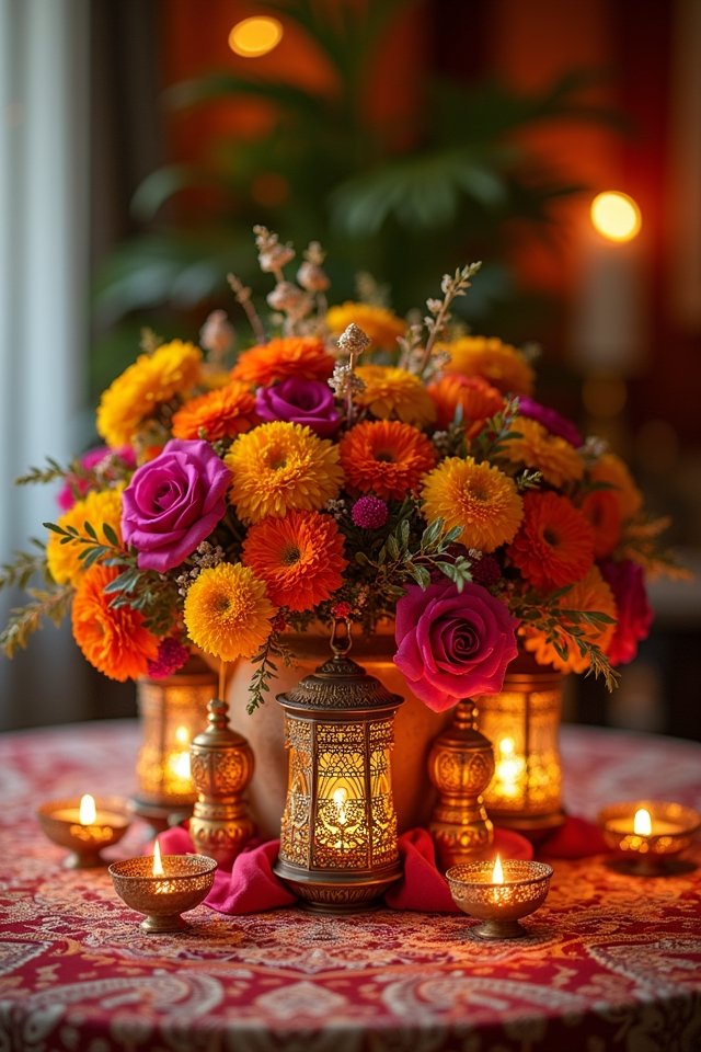 vibrant dholki celebration centerpiece