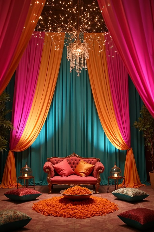 vibrant draperies enhance celebrations