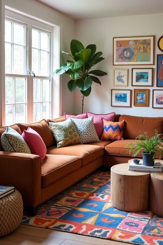 vibrant eclectic living room accents