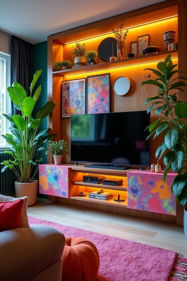 vibrant eclectic tv unit