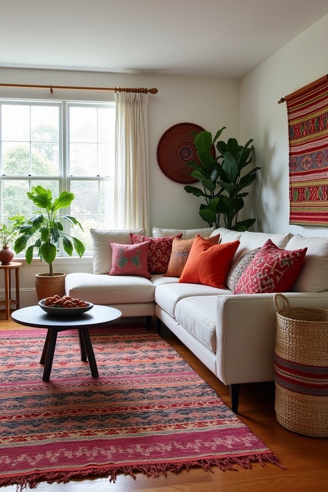 vibrant ethnic textile accents