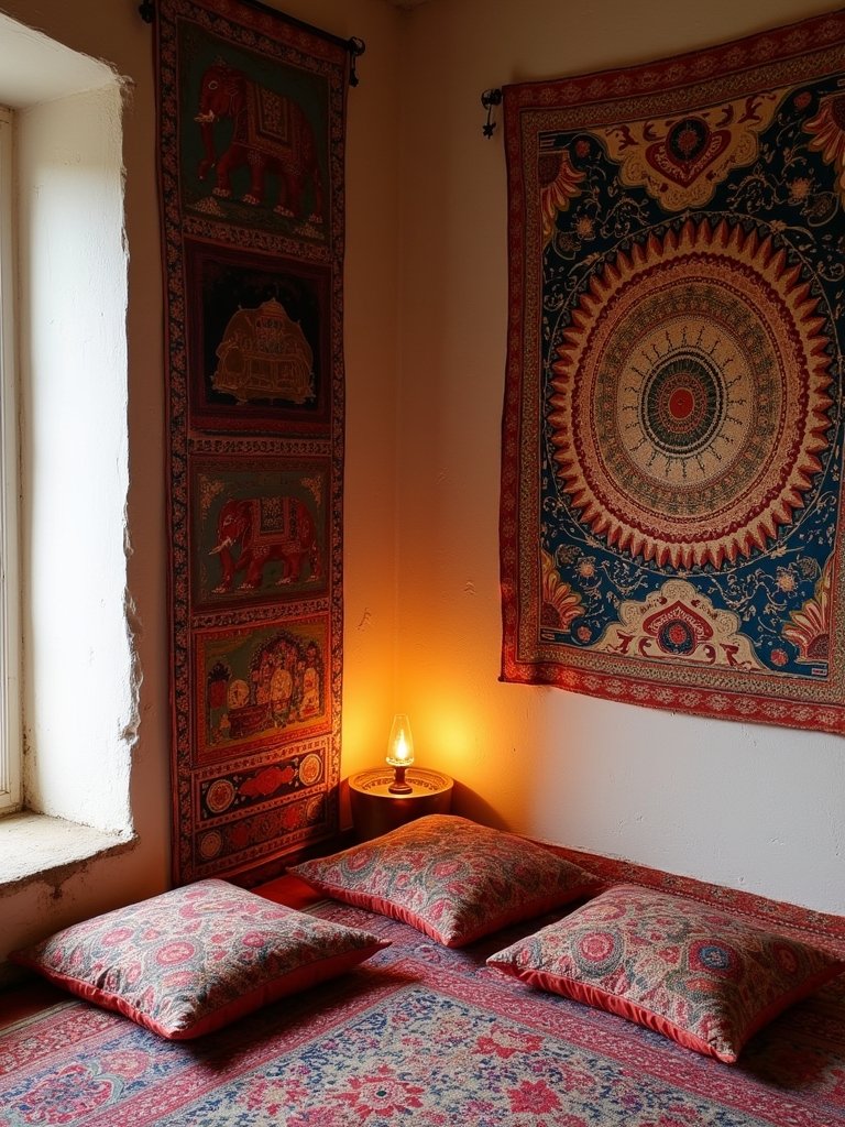 vibrant ethnic wall hangings