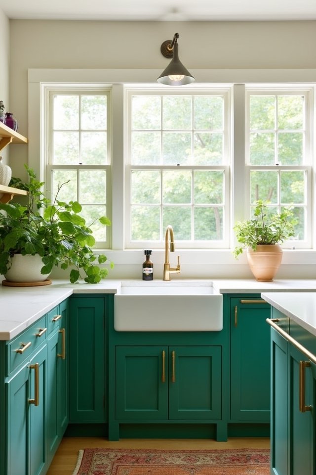 vibrant fern green kitchens