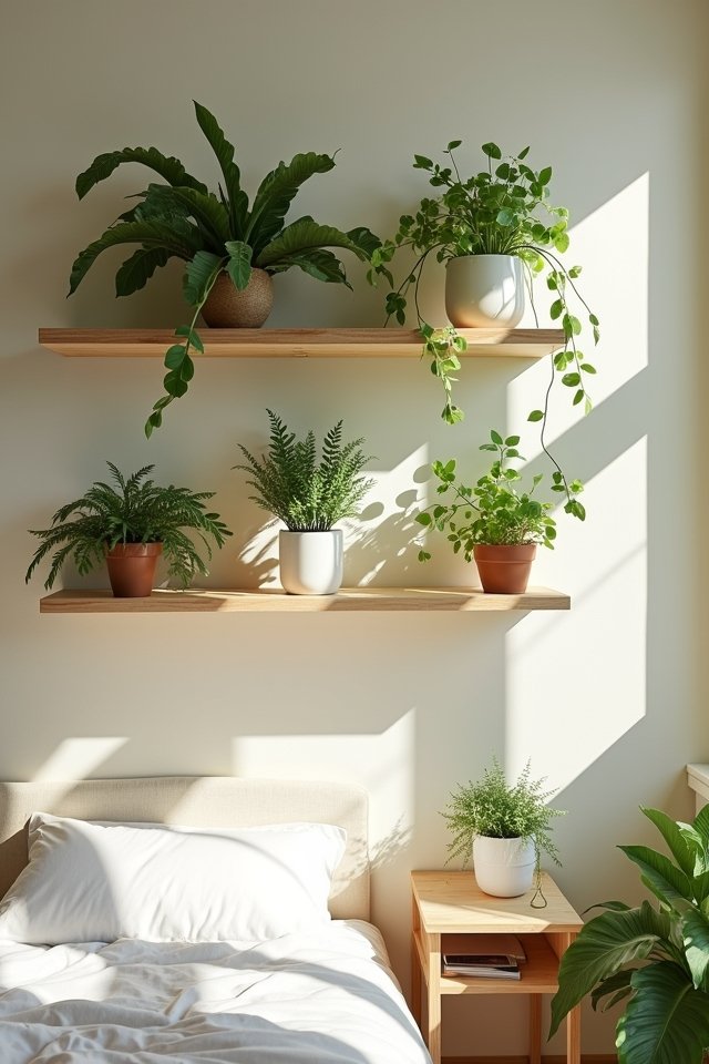 vibrant floating plant shelves