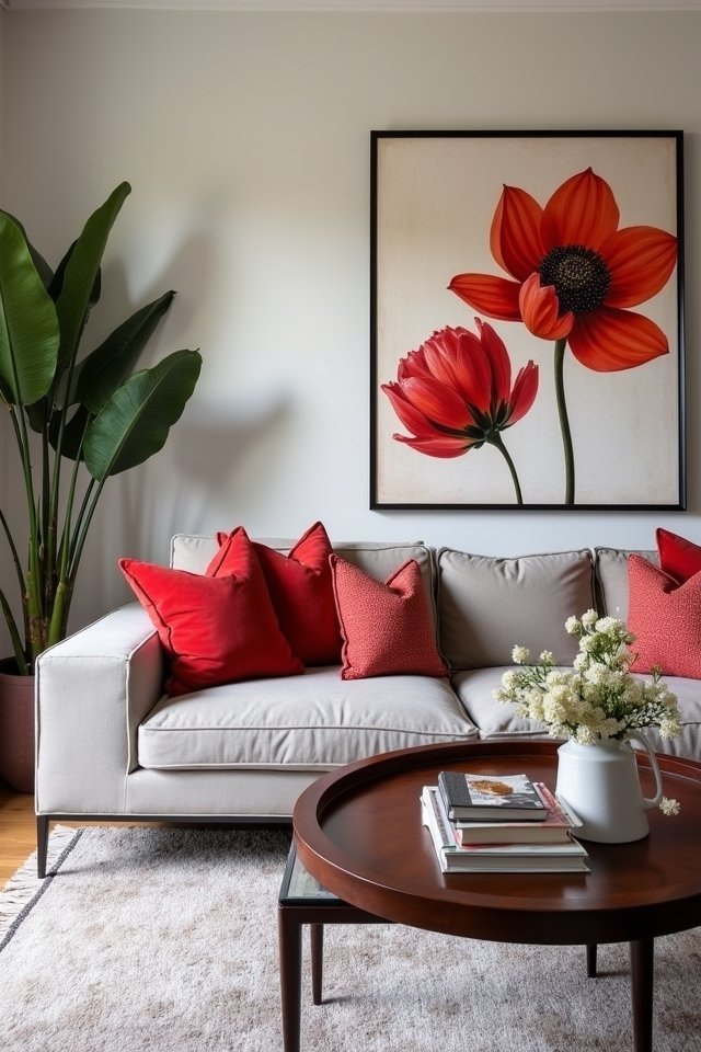 vibrant floral couch accents