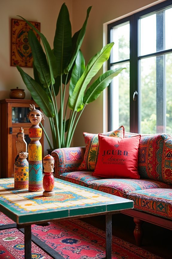 vibrant folk art sculptures