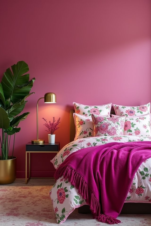 vibrant fuchsia bedroom accents