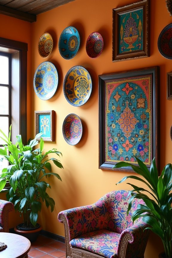 vibrant gallery wall display