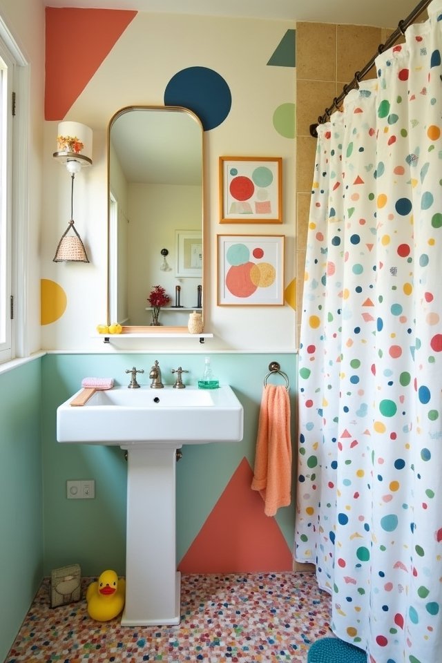 vibrant geometric bathroom patterns
