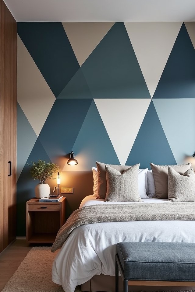 vibrant geometric bedroom transformation