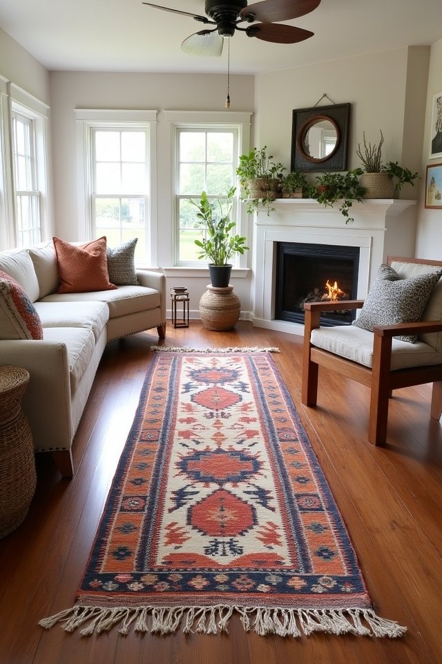 vibrant geometric floor runner