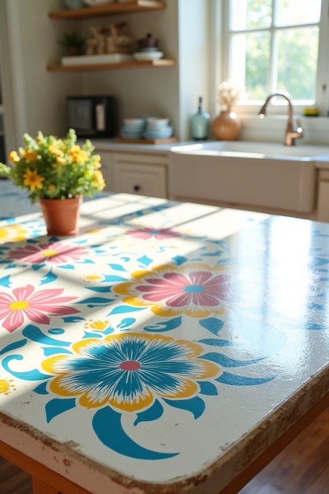 vibrant hand painted floral motifs
